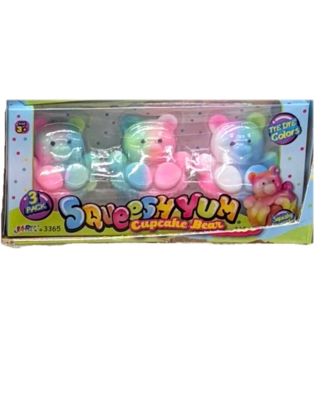 Tie-Dye Cupcake Bear 3-Pack - Pastel Multicolor